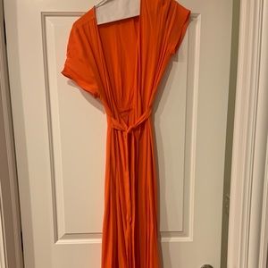 A ankle length, orange, sheet beach cover up!